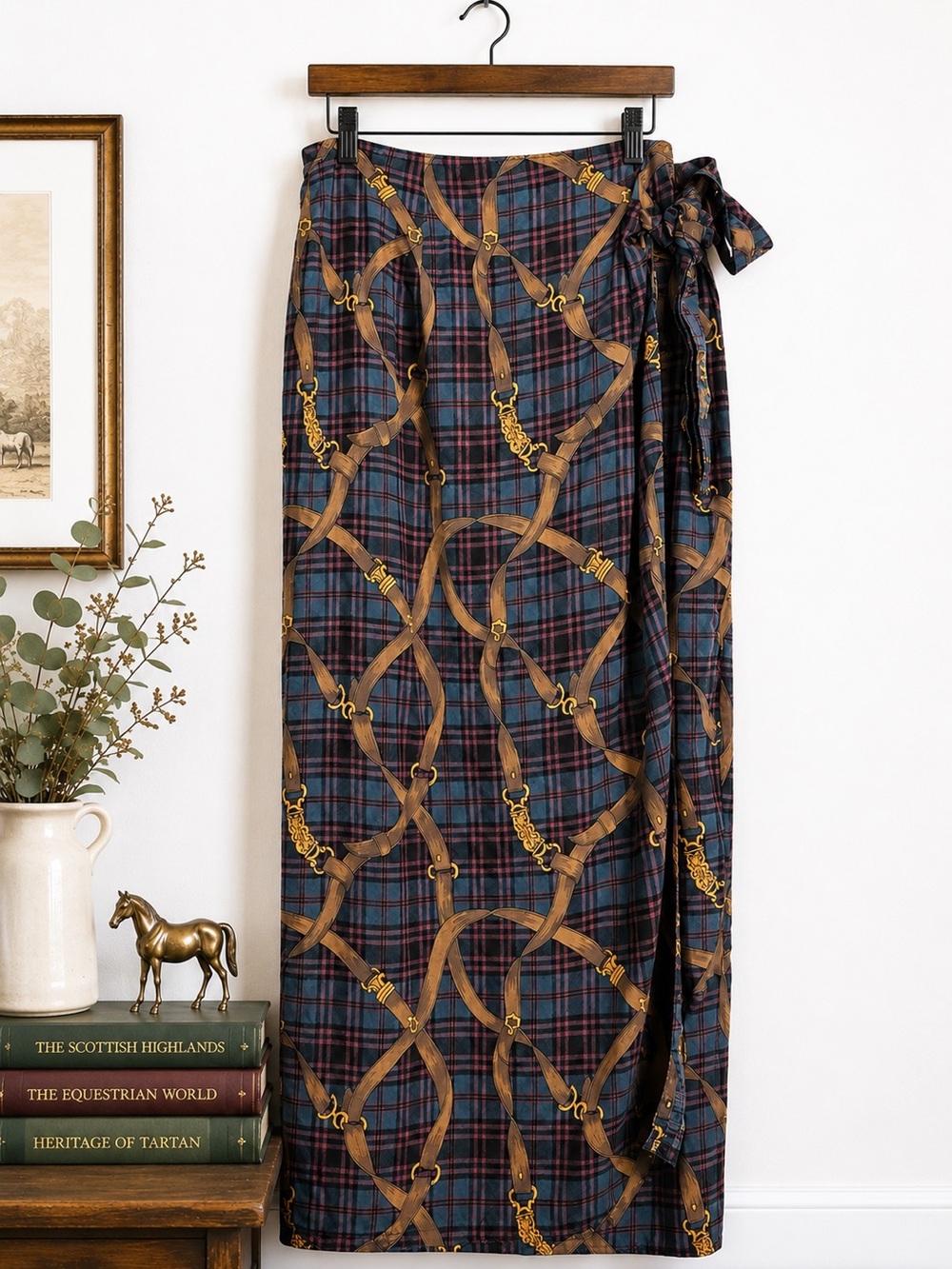 Jones New York Vintage Equestrian Plaid Wrap Column Skirt 1X